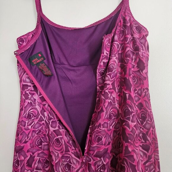 90s Miss Scarlet sz Large Mesh Maxi Dress w Floral Roses and Paisley Strappy - Picture 5 of 6